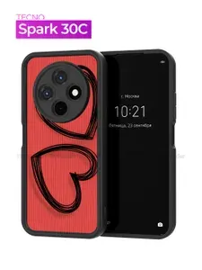 Чехол на Tecno Spark 30C 4G / Техно Спарк 30с с принтом, Сердечки на красном фоне