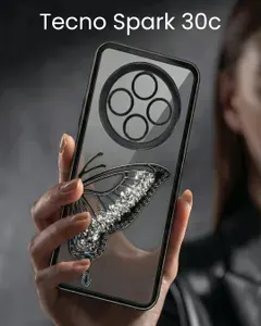 Чехол с бабочкой, стразами и блестками на Tecno Spark 30c, для Техно Спарк 30с