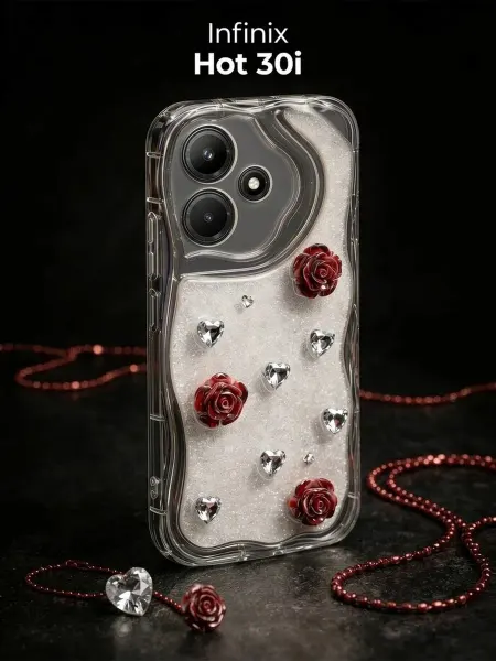РИНОФОН Чехол с розами и кристаллами на Infinix Hot 30i