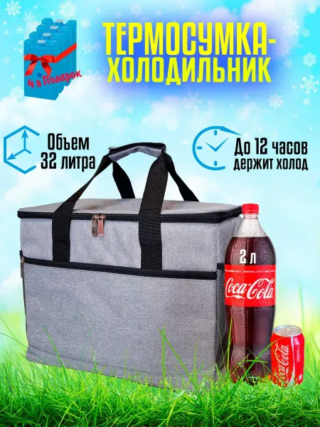 Термосумка сумка холодильник с аккумулятором холода для еды