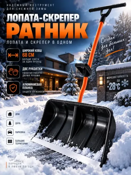 ДарСтрой Лопата-скрепер для снега Ратник