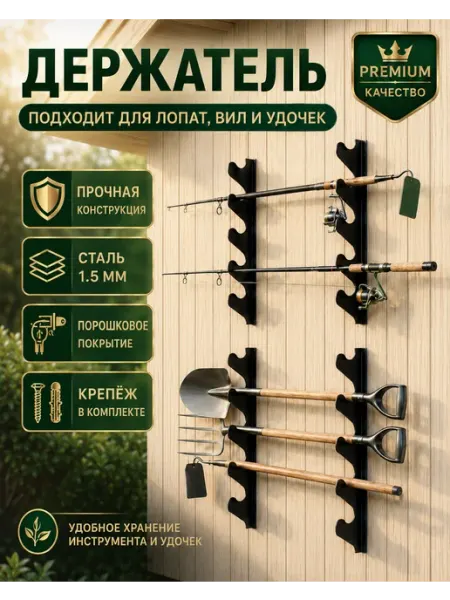 Держатель садового инструмента настенный металлический