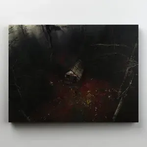 Интерьерная картина на холсте "Темный заброшенный лес", на подрамнике 30x22 см