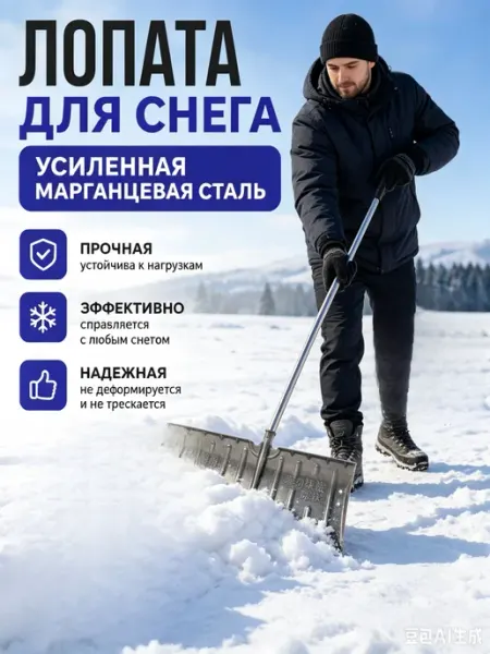 Лопата для снега на колесах с черенком