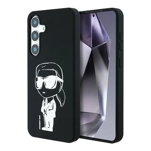 Karl Lagerfeld силиконовый чехол MagSafe для Galaxy S25, NFT Graffiti Karl Ikonik, чёрный