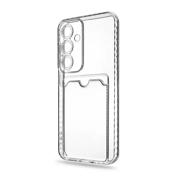 Защитный чехол для Samsung Galaxy S23 FE с защитой камеры и карманом для карт, силиконовый, прозрачный