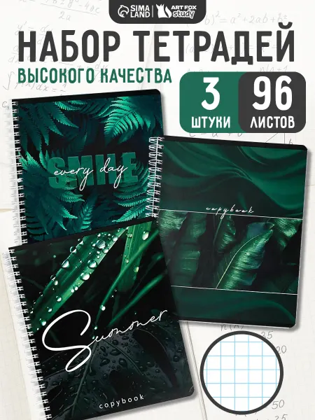 Сима-Ленд & ArtFox STUDY Набор тетрадей 96 листов, канцелярия школьная, 3 шт