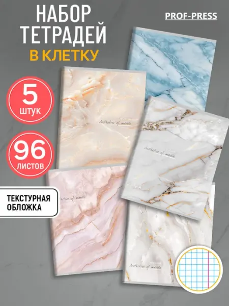 Prof-Press Тетради в клетку 96 листов 5 штук
