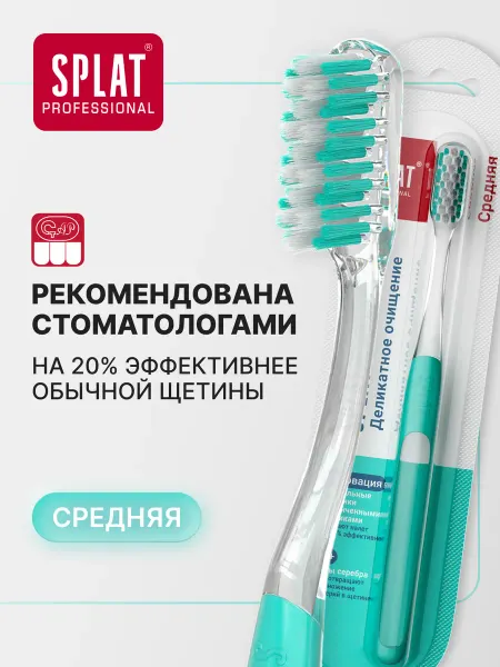 SPLAT Зубная щетка Clinic Care для глубокого очищения, СРЕДНЯЯ