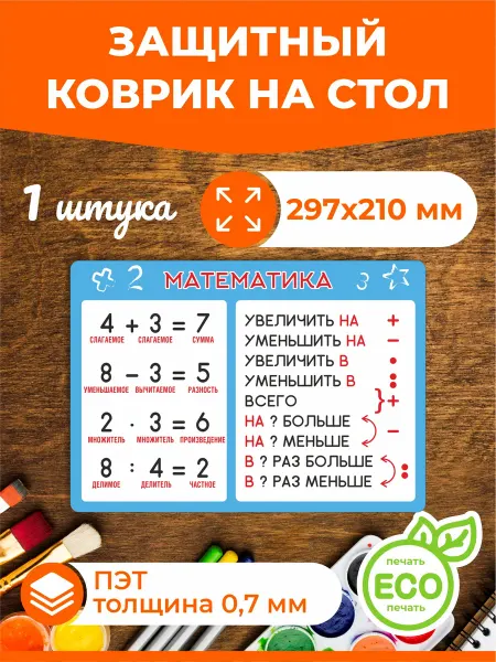 Наружка Коврик на стол детский для лепки и творчества А4 1 шт