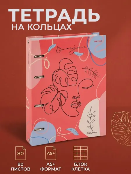 Тетрадь на кольцах со сменный блоком 80л