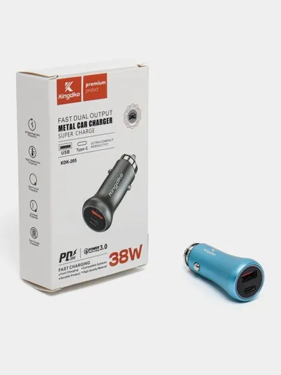 Автомобильное зарядное устройство PD 38 Вт KDK-205 — быстрая зарядка Type-C и USB 3.1 A