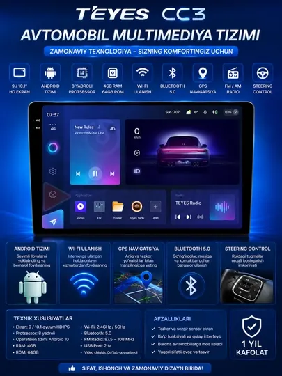 Автомобильная мультимедийная система Teyes CC3 (монитор)
