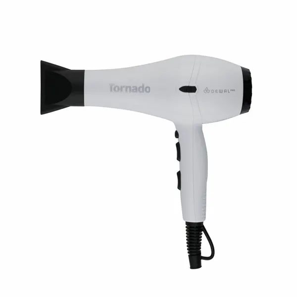 Фен для волос профессиональный DEWAL Pro серия TORNADO White, ионизация, мощность 2300 Вт, 2 насадки, провод 3 м, белый