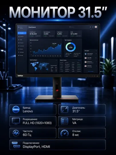 Монитор Lenovo 66FCGAC2EU 31.5" VA 60Hz FHD