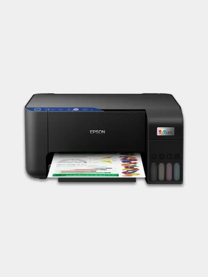 МФУ Epson L3251 Wi-Fi цветной принтер 3в1 (печать/сканер/копир), струйный для дома и офиса