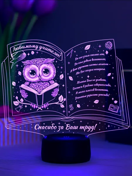 Amstek Подарок учителю - ночник Книга с совой