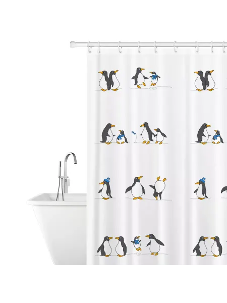 Tatkraft Штора для ванной PENGUINS Тканевая, 180х180см