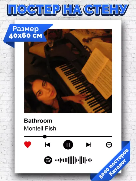 Arthata-spotify постер Спотифай постер Спотифай постер Montell Fish - Bathroom 40х60