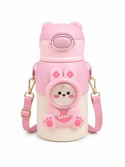 Детская термобутылка HELLO Puppy 500 мл из стали 316 с ручкой для школы