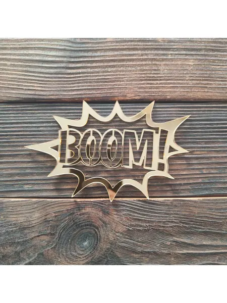 Decolazer Топпер на торт BOOM золотой акрил