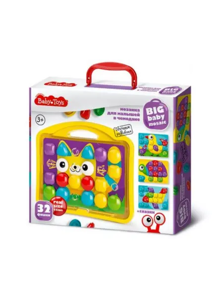 ДЕСЯТОЕ КОРОЛЕВСТВО Мозаика для малышей Baby Toys Котик 32 элемента в чемодане