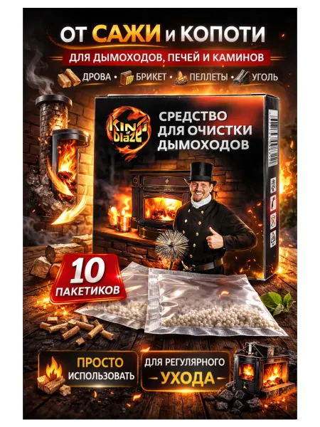 King of Blaze Очистка дымохода от сажи, средство для чистки дымохода
