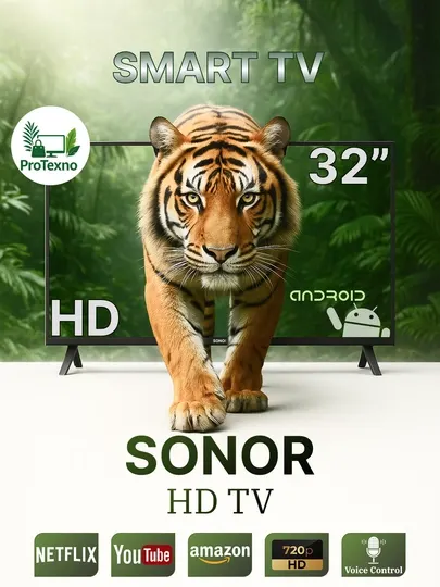 Телевизор Sonor Smart TV 32, 43 и 55 дюймов, с поддержкой Smart TV и голосовым поиском