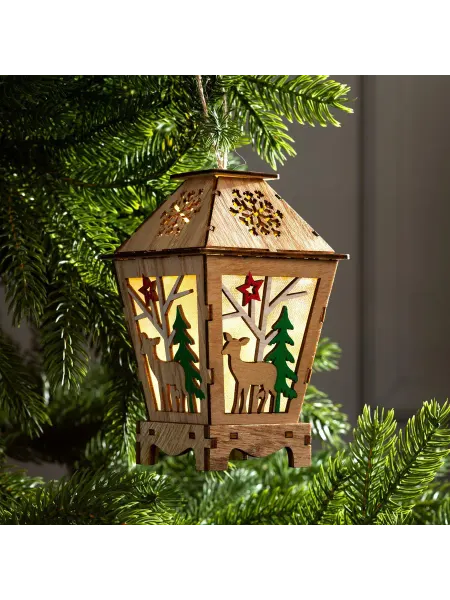 Luazon Lighting Ёлочная игрушка Фонарь с оленем, 16×10×10 см, от батареек, с