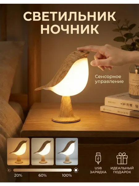 Ночник детский лампа прикроватная с регулируемой яркостью
