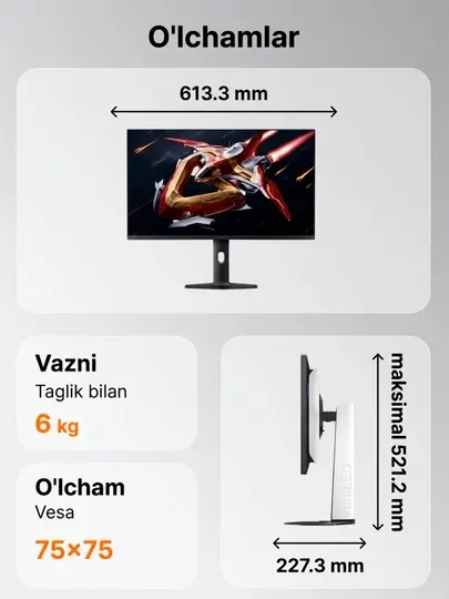 Игровой монитор Redmi G Pro 27U Mini-LED 27" 4K 160Гц / Full HD 320Гц для профи гейминга