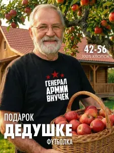 Футболка Генерал армии внучек подарок дедушке