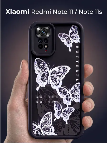 URBAZZA Чехол на Redmi Note 11, Redmi Note 11s с рисунком бабочки