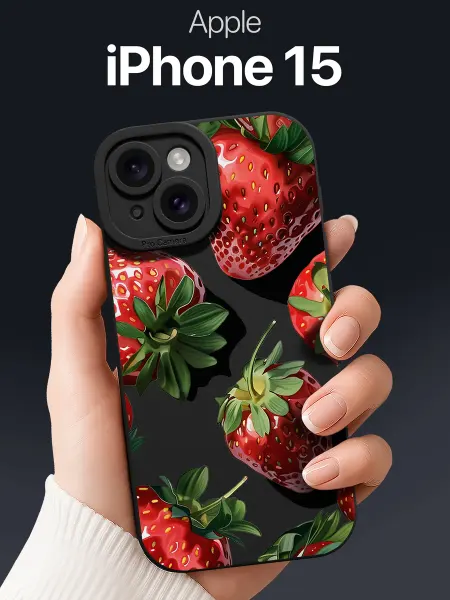 SCDesign Чехол на iPhone 15 с клубникой
