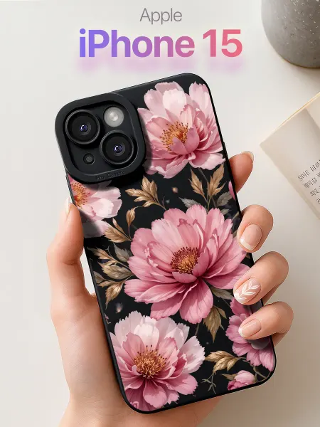 SCDesign Чехол на iPhone 15 с пионами
