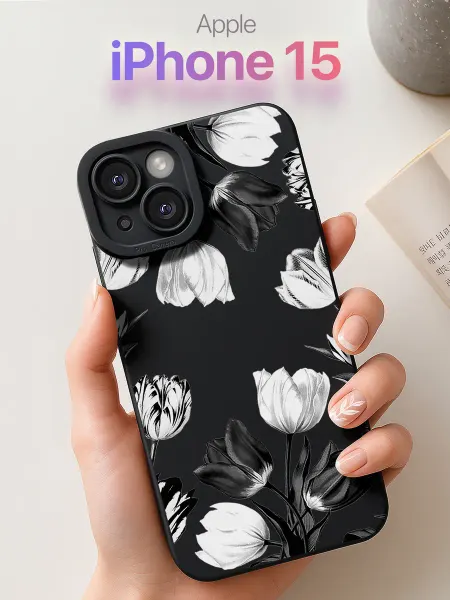 SCDesign Чехол на iPhone 15 с тюльпанами
