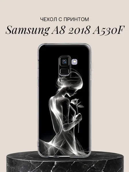 Samsung Чехол на A8 2018 A530F Девушка с розой в свете