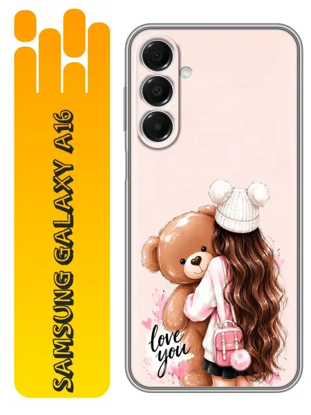 360skin Чехол на Samsung Galaxy A16 Девочка с мишкой для девочек