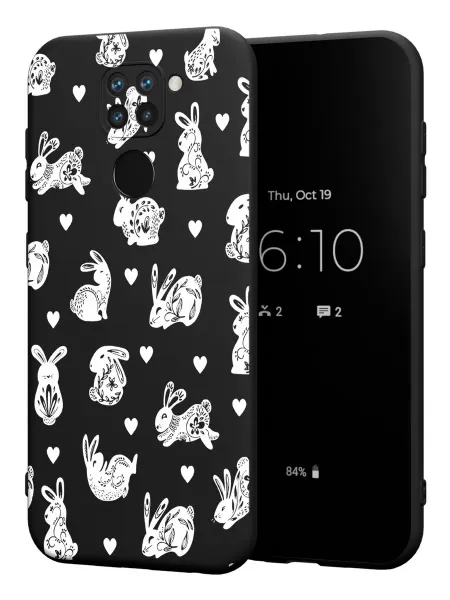 PBl store Чехол на Xiaomi Redmi Note 9 с принтом Зайчики