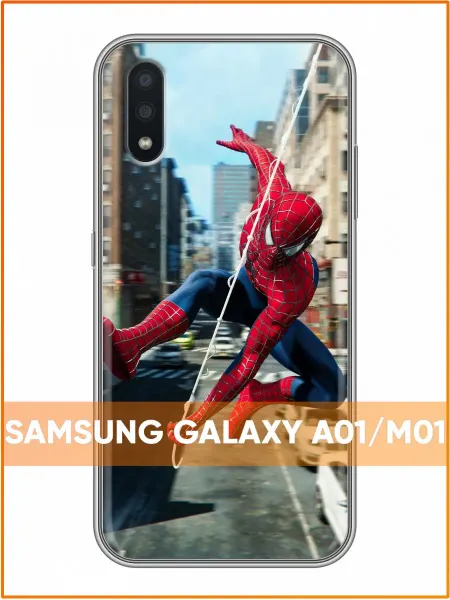 Case Face Чехол на Samsung Galaxy A01 с принтом Человек Паук в полете