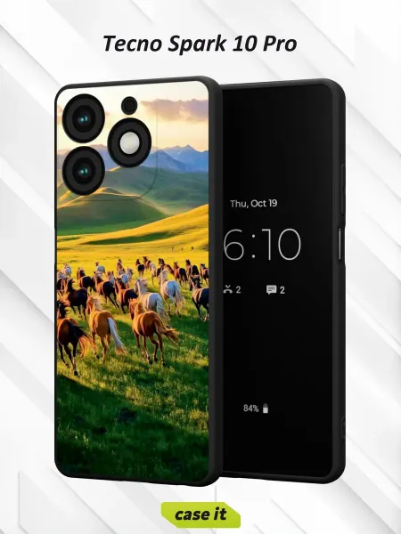 Case it Чехол на Tecno Spark 10 Proс принтом Лошади