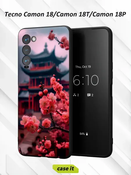Case it Чехол на Tecno Camon 18с принтом японская вишня