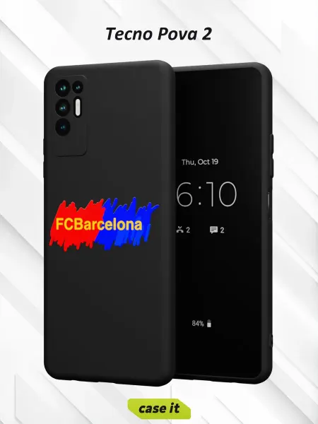 Case it Чехол на Tecno Pova 2 с принтом надпись FC Barcelona