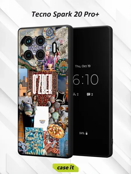 Case it Чехол на Tecno Spark 20 Pro +с принтом O'ZBEK