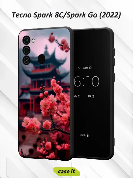 Case it Чехол на Tecno Spark 8C GO 2022с принтом японская вишня