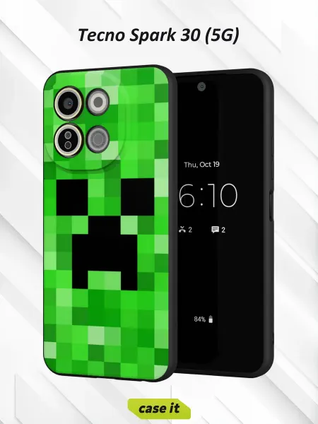 Case it Чехол на Tecno Spark 30 5Gс принтом Creeper
