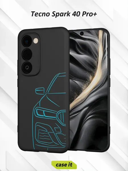 Case it Чехол на Tecno Spark 40 Pro+ с принтом силуэт BMW 5 серии