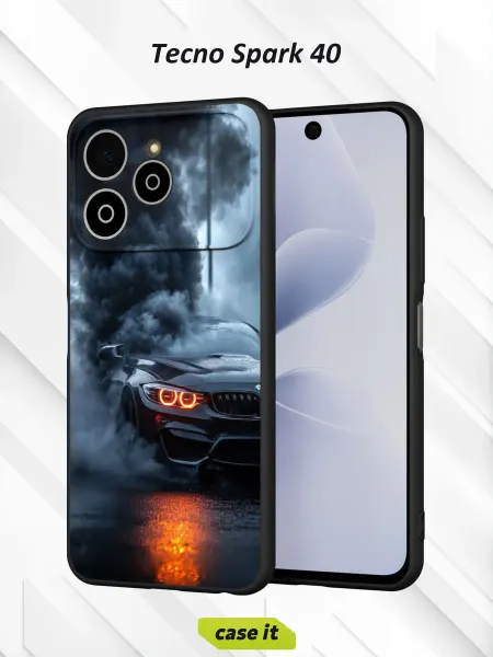 Case it Чехол на Tecno Spark 40 с принтом BMW в дыму
