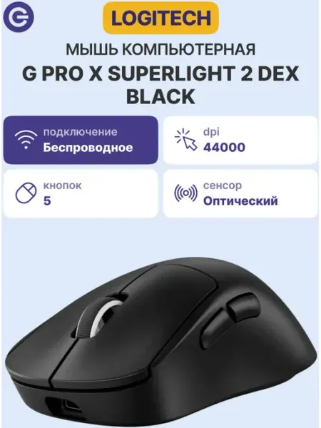 LOGITECH Мышь G PRO Х Superlight 2 DEX Black (910-007357)