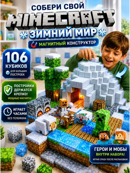 Mould King Конструктор магнитный Майнкрафт кубики